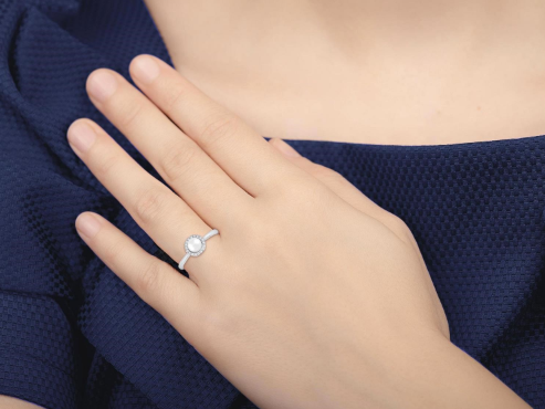 Pearl & Halo Diamond Ring