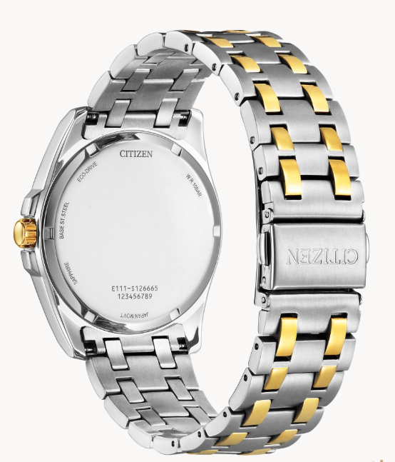 Citizen Peyten | Men’s Eco-Drive Watch | Two-Tone Stainless Steel | Silver Dial | Date Bracelet Watch - Brownee Jewelers