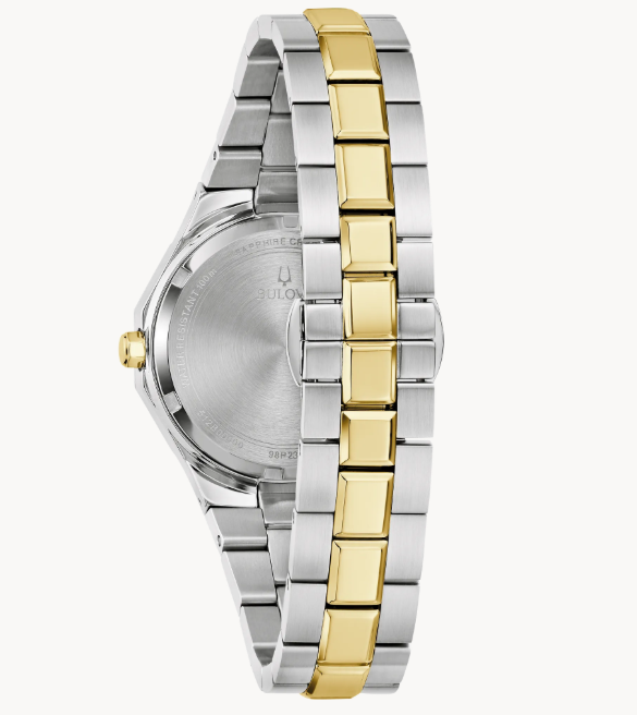 Bold, elevated design characterizes this Classic Bulova Prestige women’s timepiece that balances bold design with an elegant presence