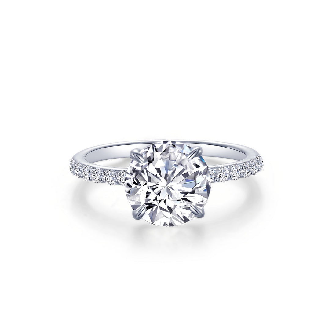 A timeless classic. This shimmering round solitaire ring features Lafonn's signature simulated diamond artistically held in the center by four claw prongs, 