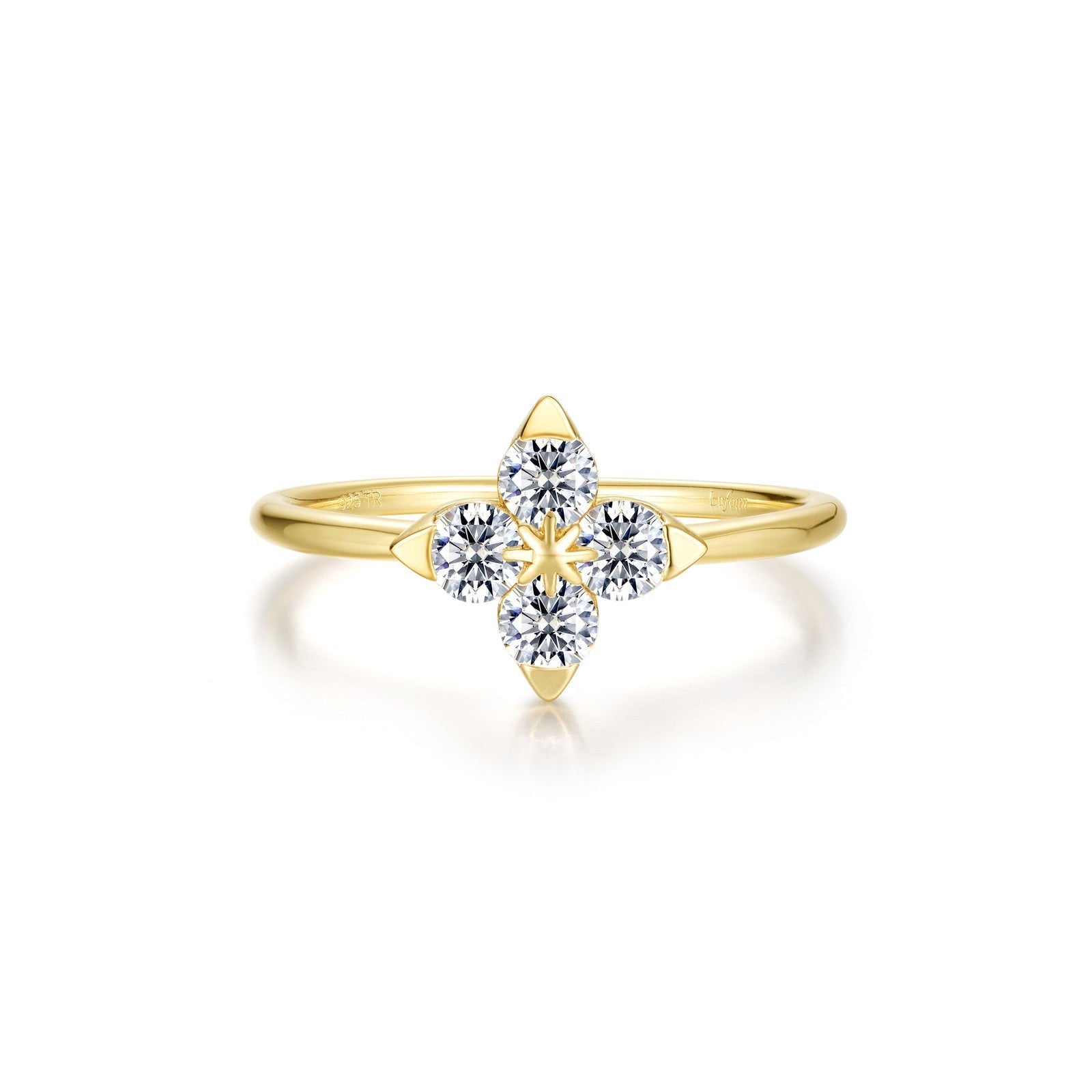 Trillium Flower Ring | Gold-Plated Sterling Silver | 0.44 CTW Simulated Diamonds
