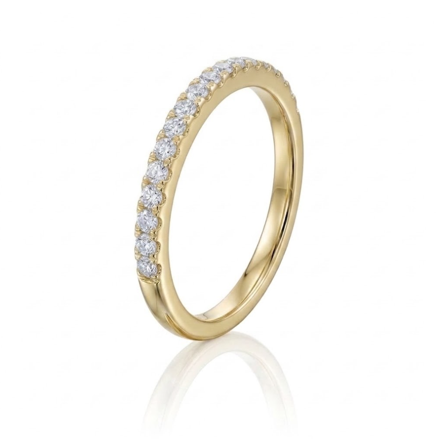 0.12 Total Carat Weight Round Diamond Pavé Stack Ring in 14K Yellow Gold