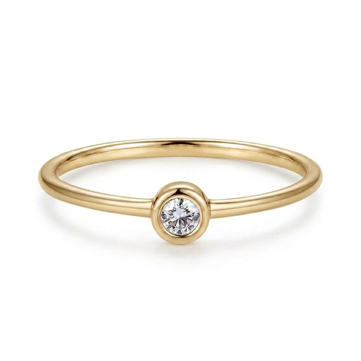 Round Diamond Bezel Solitaire Stackable Ring | 14K Yellow Gold | 0.06 CTW Diamond | R6151-006YD - Brownee Jewelers