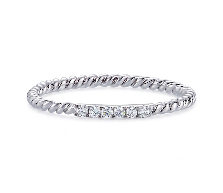 Round Diamond Twist Stackable Ring | 14K White Gold | 0.05 CTW Diamond | R6154-005WD - Brownee Jewelers