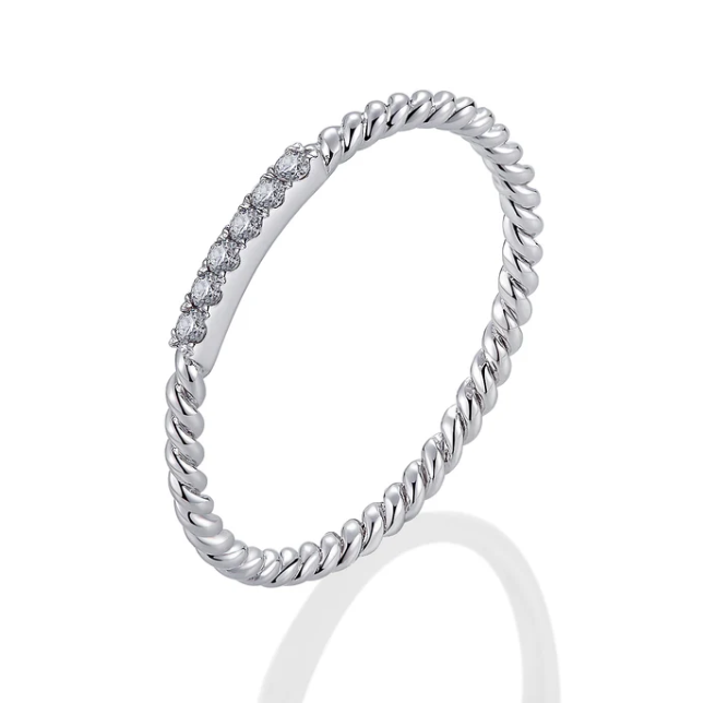 0.05 Total Carat Weight Round Diamond Twist Stackable Ring in 14K Yellow Gold