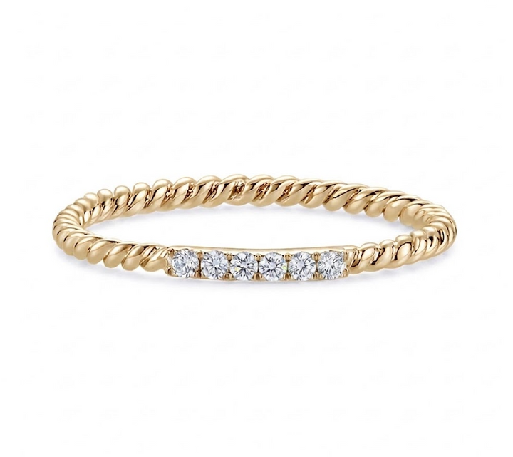 Round Diamond Twist Stackable Ring | 14K Yellow Gold | 0.05 CTW Diamond | R6154-005YD - Brownee Jewelers
