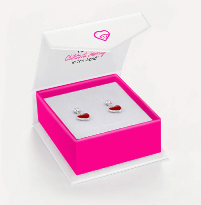 RED ENAMEL HEART EARRINGS