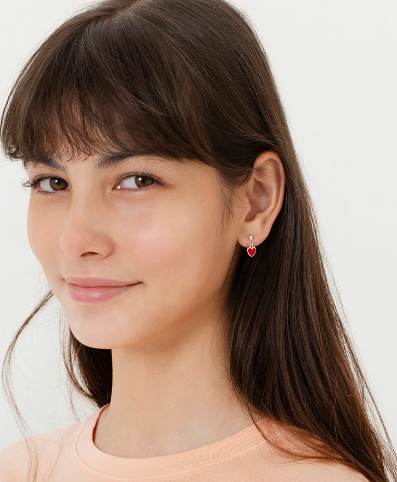 RED ENAMEL HEART EARRINGS