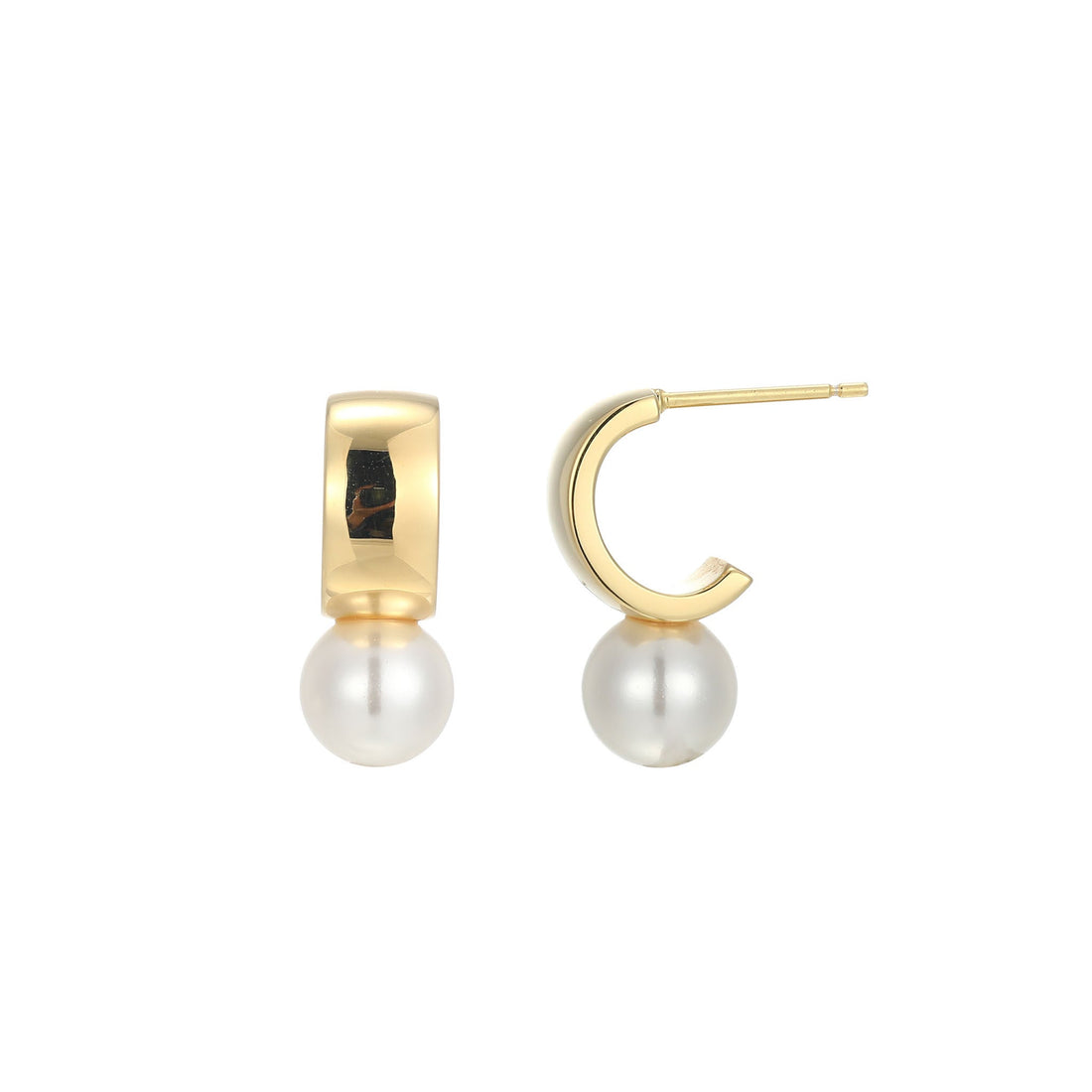 14KT GOLD PLATED OVER SILVER PEARL DROP EARRINGS 