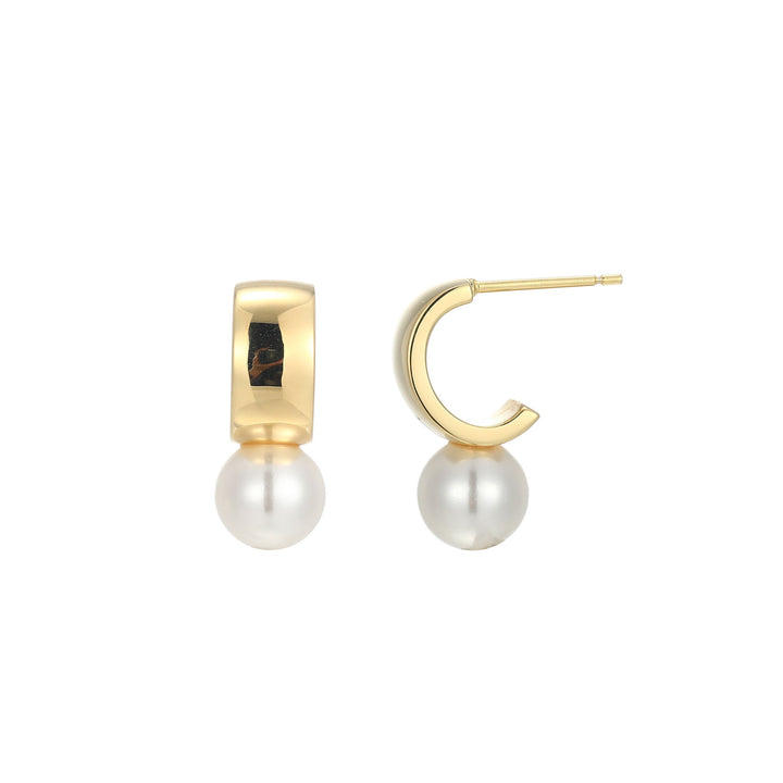 14KT GOLD PLATED OVER SILVER PEARL DROP EARRINGS 