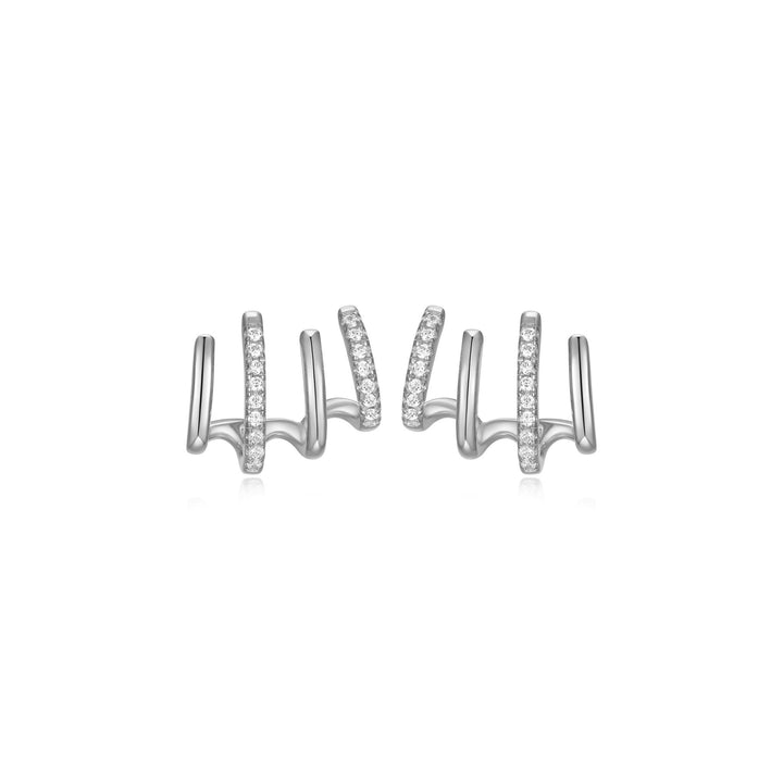 STERLING SILVER CLIMBER EARRINGS WITH CZ 