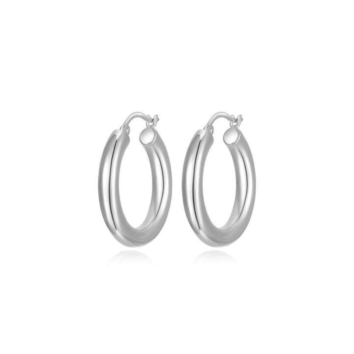 STERLING SILVER MEDIUM HOOP EARRINGS 