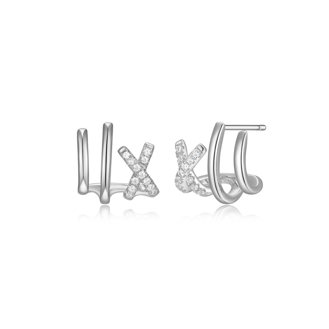 STERLING SILVER CLIMBER CZ EARRINGS 