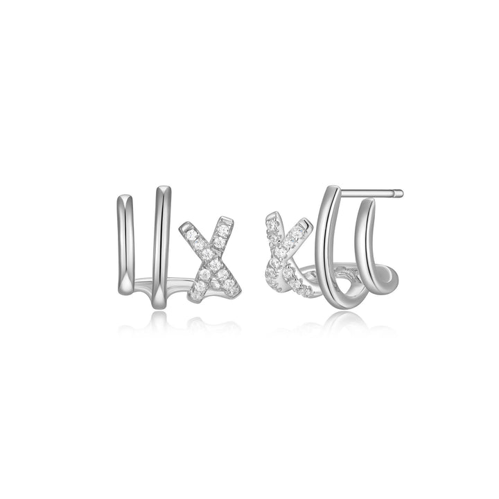 STERLING SILVER CLIMBER CZ EARRINGS 