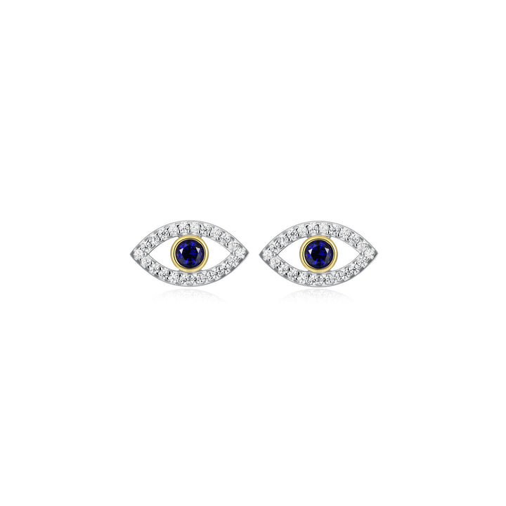 STERLING SILVER EVIL EYE STUD EARRINGS 