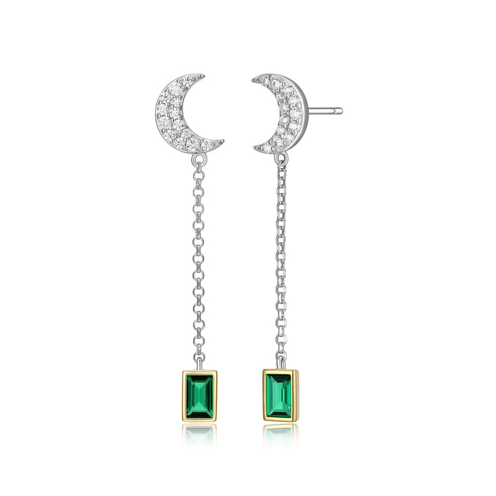 STERLING SILVER MOON DROP EARRINGS