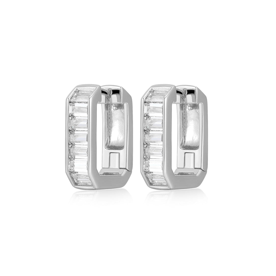STERLING SILVER CZ HOOP EARRINGS 