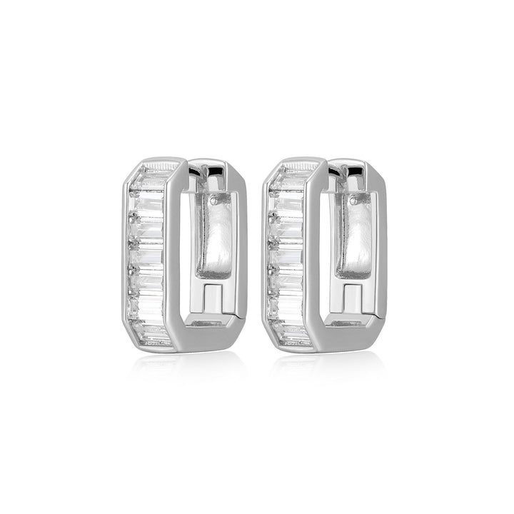 STERLING SILVER CZ HOOP EARRINGS 