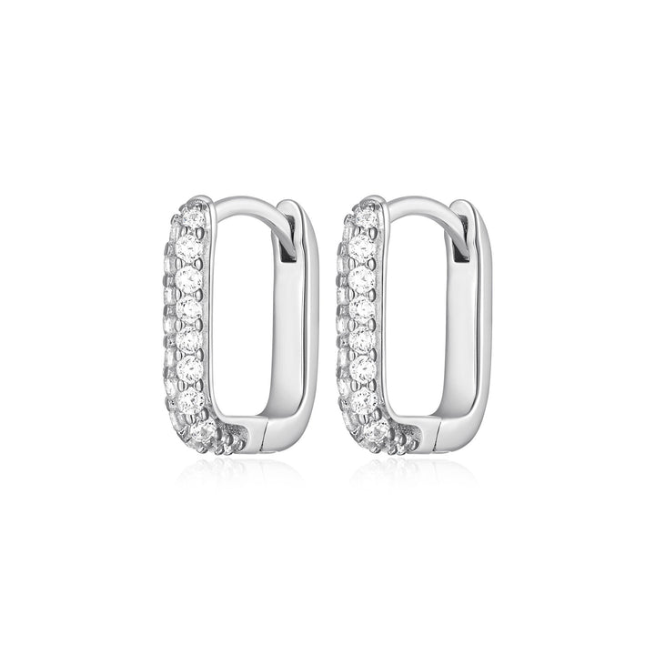 STERLING SILVER CZ PAPERCLIP EARRINGS 