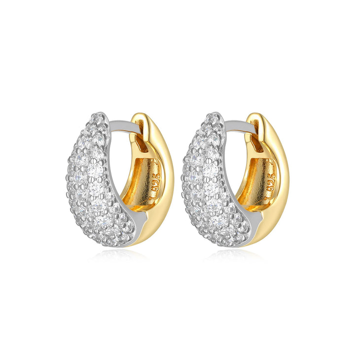 TWO TONE GOLD PLATED OVER SILVER HOOP EARRINGS 