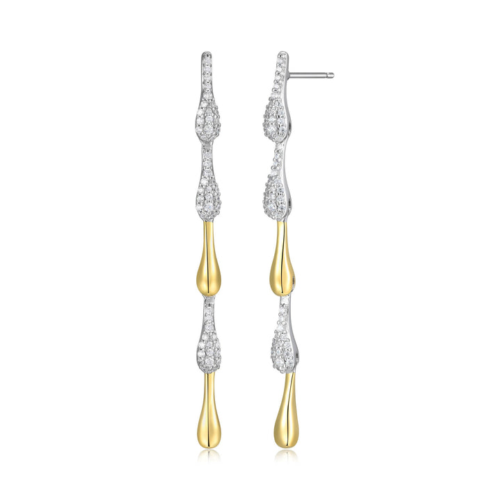 18KT GOLD PLATED OVER SILVER SERENITY DROP STUDS 