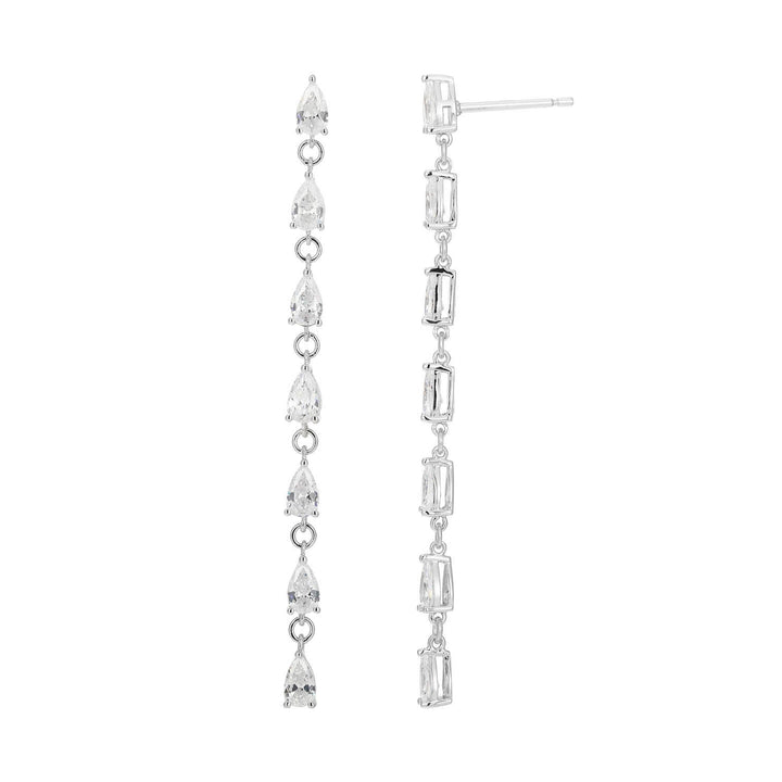 STERLING SILVER DROP CZ EARRINGS 