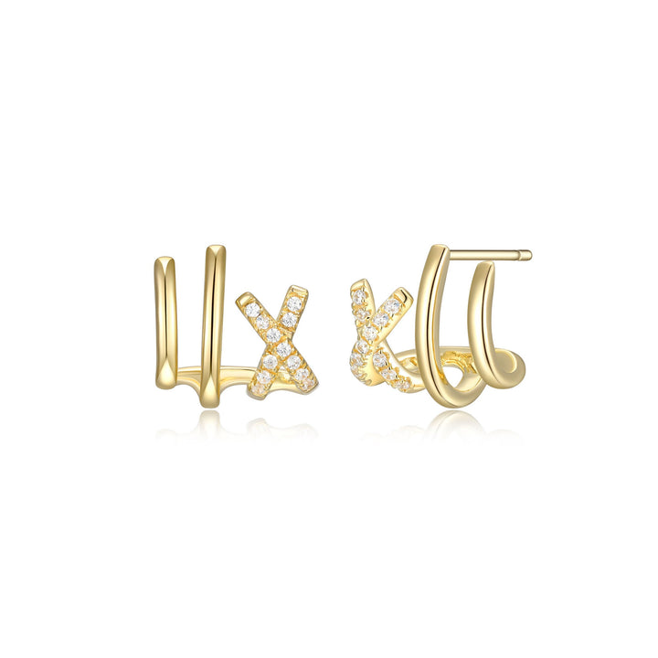 18KT GOLD PLATED EAR CLIMBERS WITH CZ'S