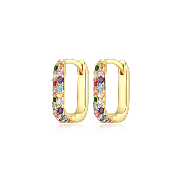 18KT GOLD PLATED MULTI COLOR PAVE EARRINGS