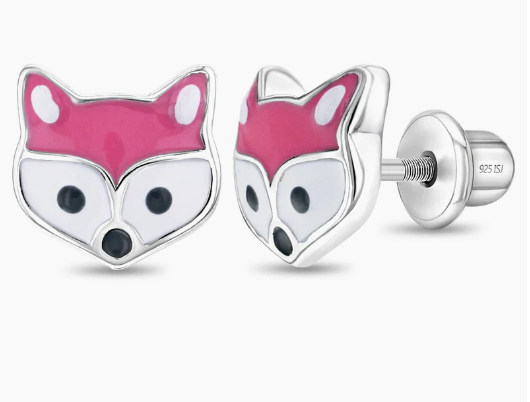 ENAMEL RED  FOX EARRINGS 