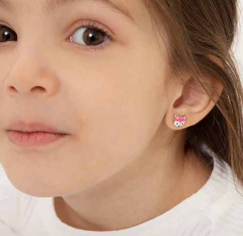 ENAMEL RED  FOX EARRINGS 