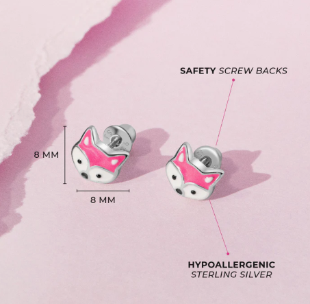 ENAMEL RED  FOX EARRINGS 