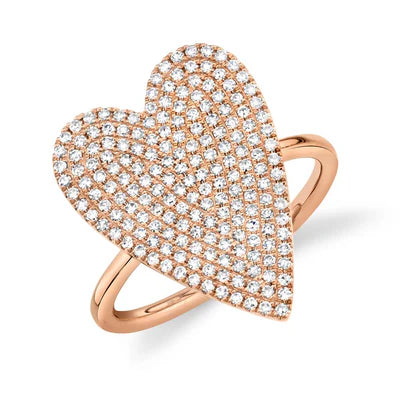 .56 TOTAL CARAT WEIGHT DIAMOND PAVE HEART RING IN 14K ROSE GOLD