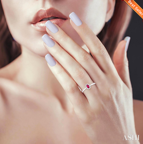 Oval Shape Gemstone & Halo Diamond Ring