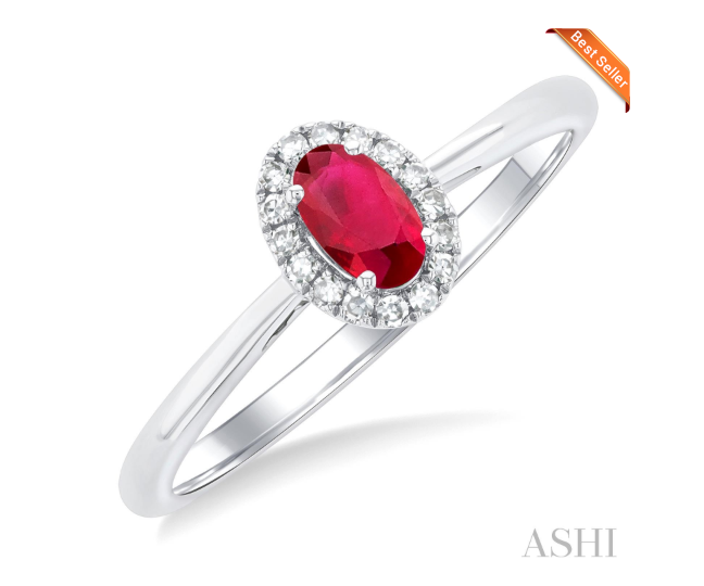 Oval Shape Gemstone & Halo Diamond Ring