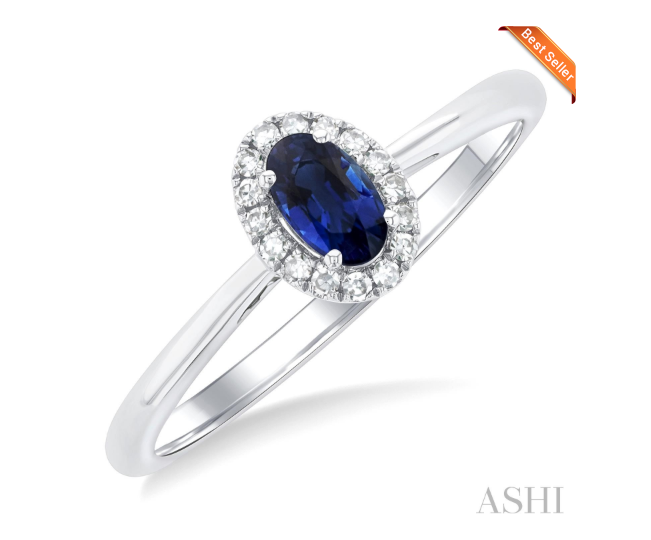 Oval Shape Gemstone & Halo Diamond Ring