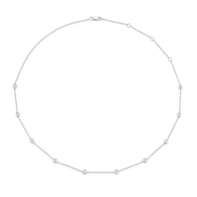 SHY CREATION | 0.54 CTW DIAMOND BY THE YARD NECKLACE | 14K WHITE GOLD | 18" | SC22003840 - Brownee Jewelers
