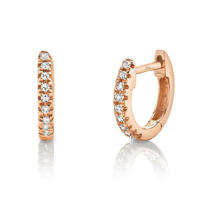 SHY CREATION KATE | 0.04CT DIAMOND MINI HUGGIE EARRING | 14K ROSE GOLD | 0.04 ctw | SC22004024V3 - Brownee Jewelers