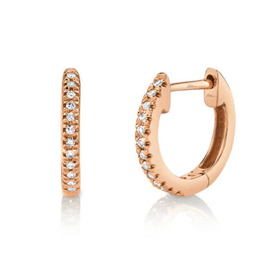 0.07CT 14K R/G DIAMOND HUGGIE EARRING - Brownee Jewelers