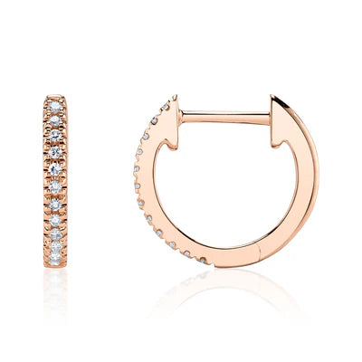 0.07CT 14K R/G DIAMOND HUGGIE EARRING - Brownee Jewelers
