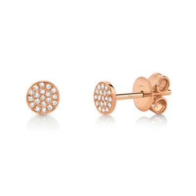 0.07 CTW DIAMOND PAVE CIRCLE STUD EARRINGS IN 14K ROSE GOLD