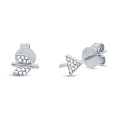 SHY CREATION | 0.05 CTW DIAMOND ARROW STUD EARRINGS | 14K WHITE GOLD | SC55001382 - Brownee Jewelers