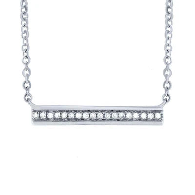SHY CREATION | 0.06 CTW DIAMOND HORIZONTAL BAR NECKLACE | 14K WHITE GOLD | SC55001722 - Brownee Jewelers