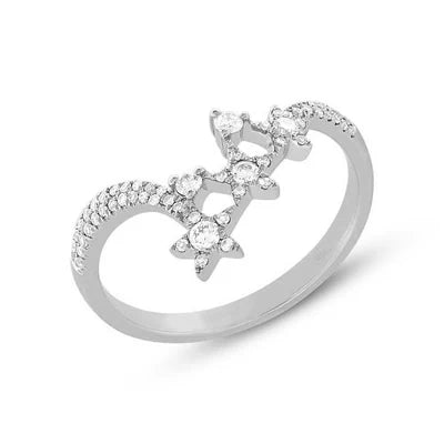Diamond Star Ring | 14K White Gold | 0.26 ctw | Celestial Diamond Fashion Ring - Brownee Jewelers