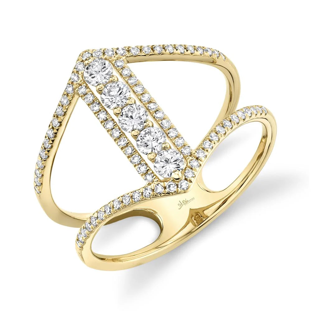 SHY CREATION | .53CT OPEN BAR DIAMOND RING | 14K YELLOW GOLD | SC55005464 - Brownee Jewelers