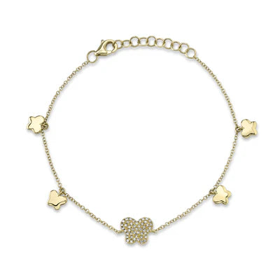 0.11 TOTAL CARAT WEIGHT DIAMOND PAVE BUTTERFLY BRACELET IN 14K YELLOW GOLD