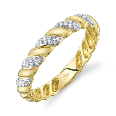  .12CT DIAMOND TWIST RING IN 14K YELLOW GOLD