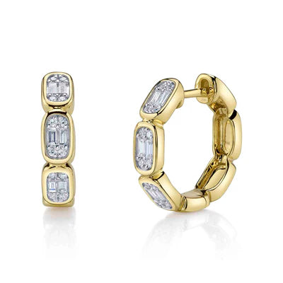 0.39 TOTAL CARAT WEIGHT DIAMOND BAGUETTE OCTAGON HOOP EARRING IN 14K YELLOW GOLD
