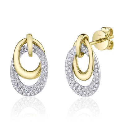 Diamond Pavé Oval Drop Earrings