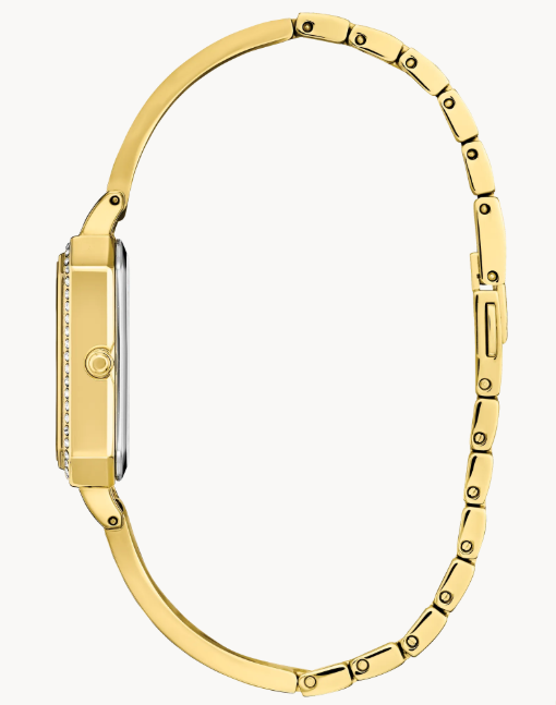Citizen Silhouette Crystal | Ladies Eco-Drive Watch | Gold-Tone Bracelet | Crystal-Accented Bezel | Black Dial | EM0982-54E - Brownee Jewelers