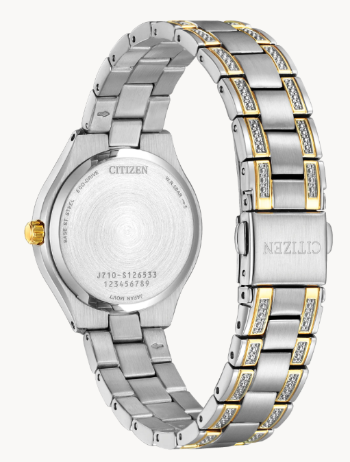 With 114 genuine crystals on the case and bracelet, the Ladies Silhouette Crystal from Citizen will shine no matter where it goes